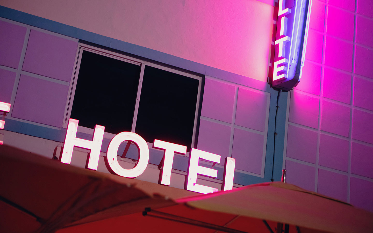 Neon hotel sign